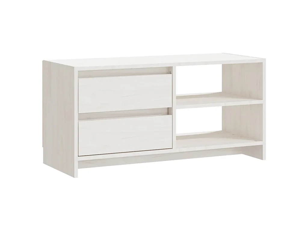 Meuble TV Blanc 80x31x39 cm Bois de pin massif