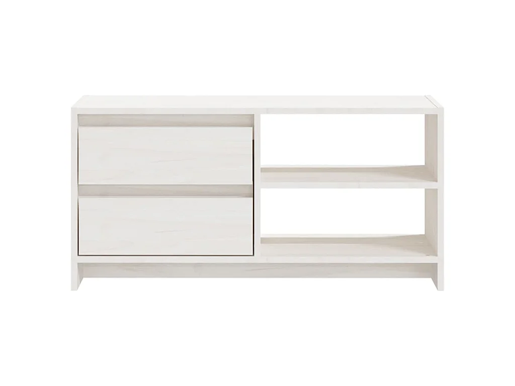 Meuble TV Blanc 80x31x39 cm Bois de pin massif