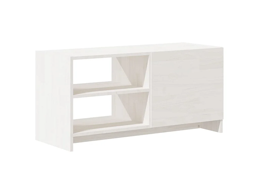 Meuble TV Blanc 80x31x39 cm Bois de pin massif