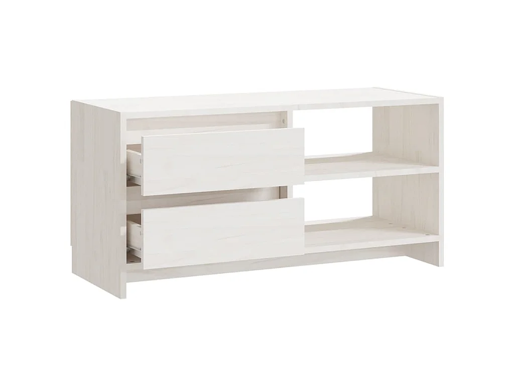 Meuble TV Blanc 80x31x39 cm Bois de pin massif