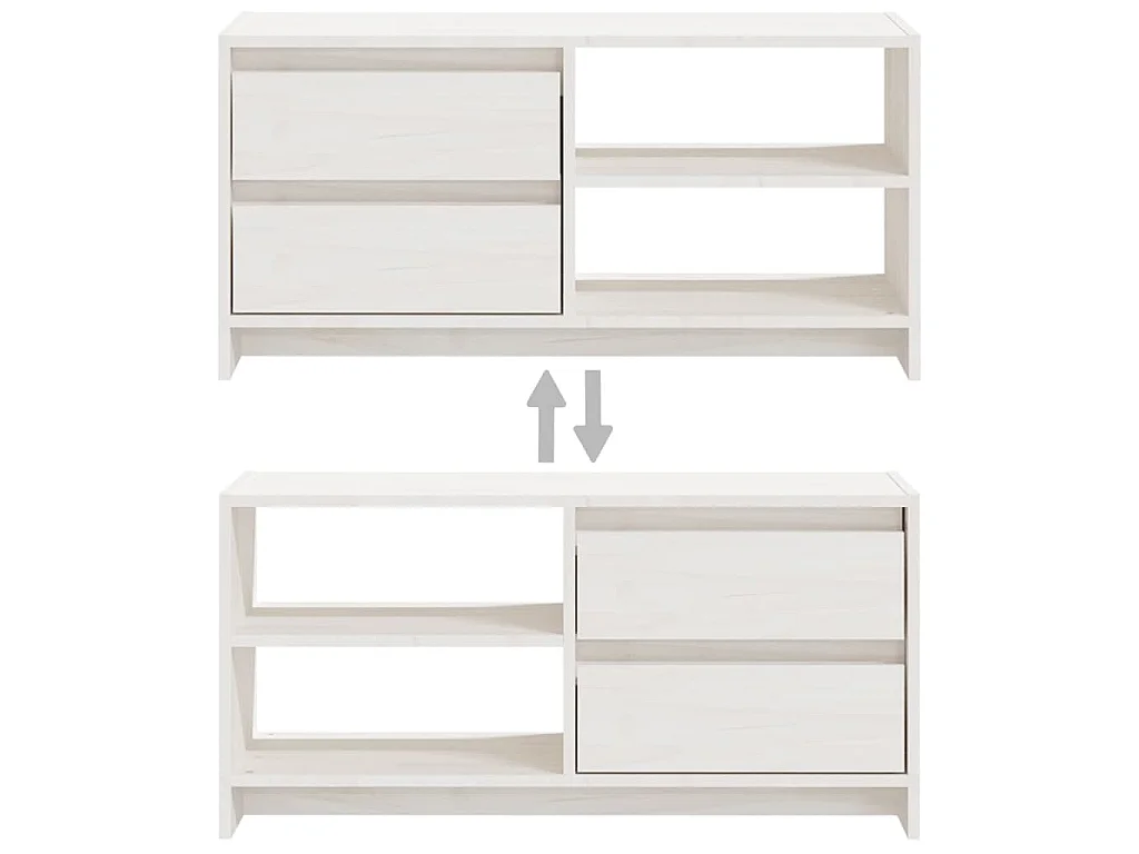 Meuble TV Blanc 80x31x39 cm Bois de pin massif