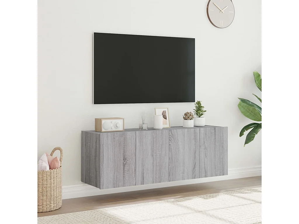 TV-Wandschränke mit LED-Leuchten 2 Stk. Grau Sonoma 60x35x41 cm