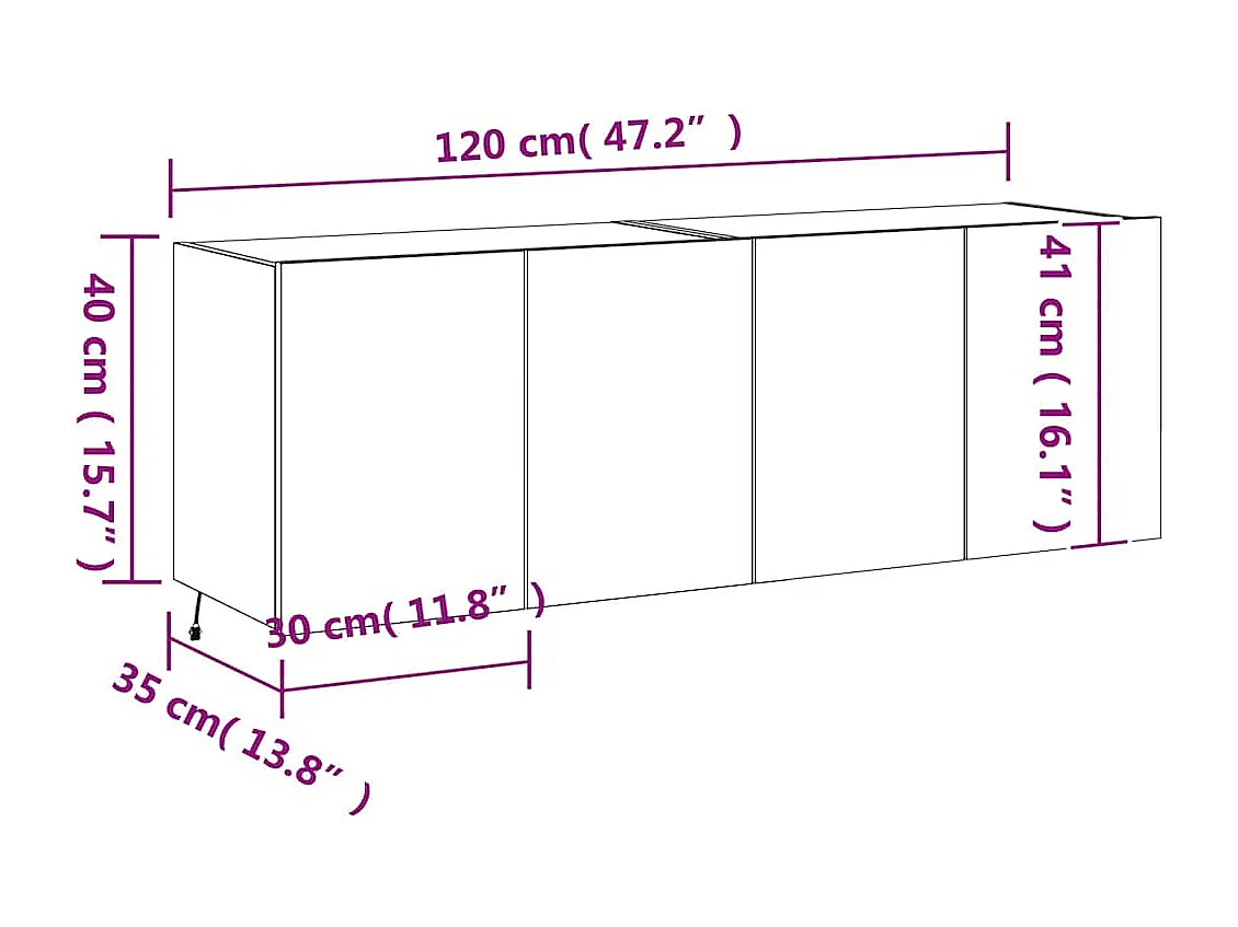 Móveis de parede para TV com luzes LED 2 pcs cinzento sonoma