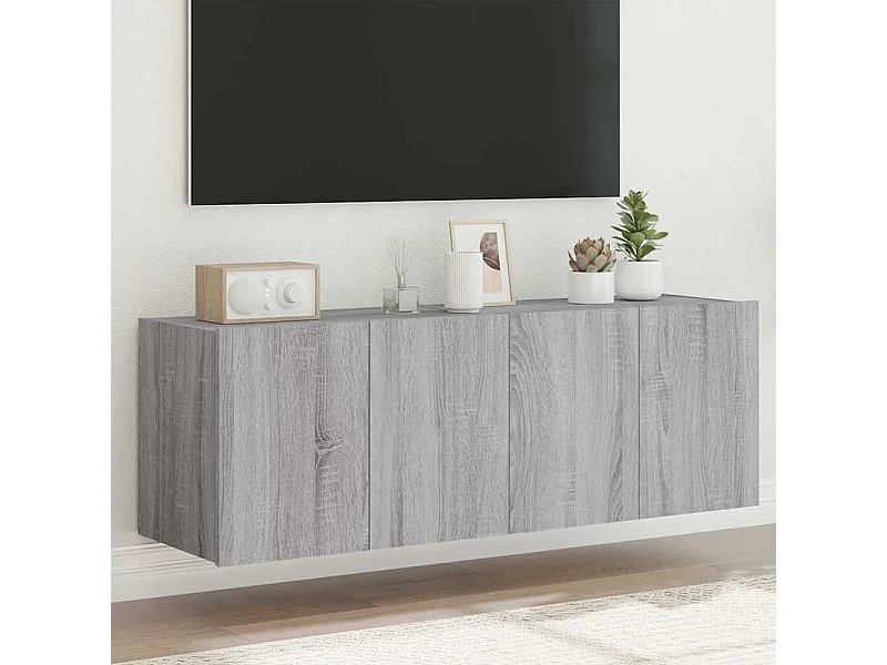 Meubles TV muraux et lumières LED 2pcs sonoma gris 60x35x41 cm