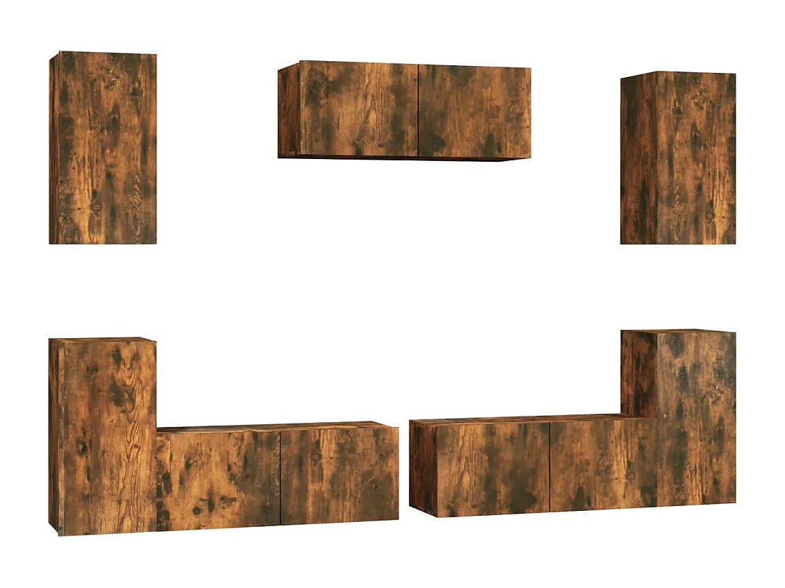 7-tlg. TV-Schrank-Set Räuchereiche Holzwerkstoff