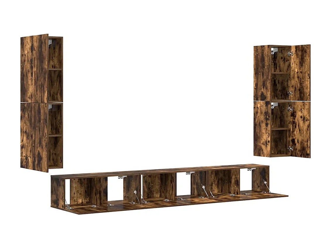 7-tlg. TV-Schrank-Set Räuchereiche Holzwerkstoff