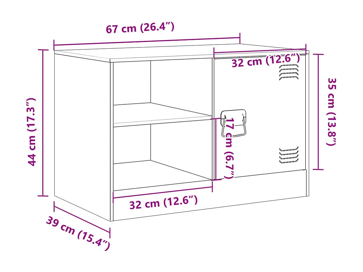 Meubles TV 2 pcs vert olive 67x39x44 cm acier