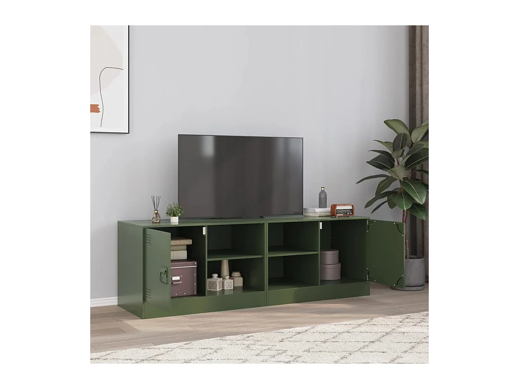TV-Schränke 2 Stk. Olivgrün 67x39x44 cm Stahl