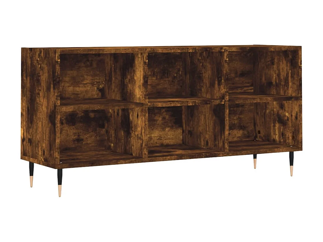 Meuble TV chêne fumé 103,5x30x50 cm bois d'ingénierie