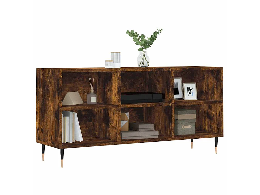Mobile Porta TV Rovere Fumo 103,5x30x50 cm in Legno Multistrato