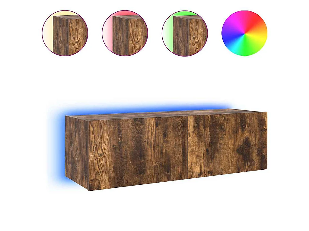 TV-Wandschrank mit LED-Leuchten Räuchereiche 100x35x31 cm