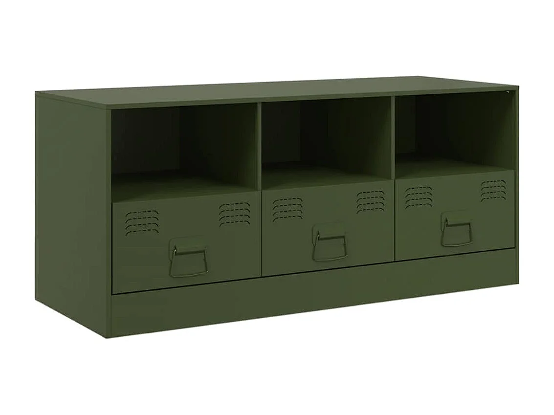 Meuble TV vert olive 99x39x44 cm acier