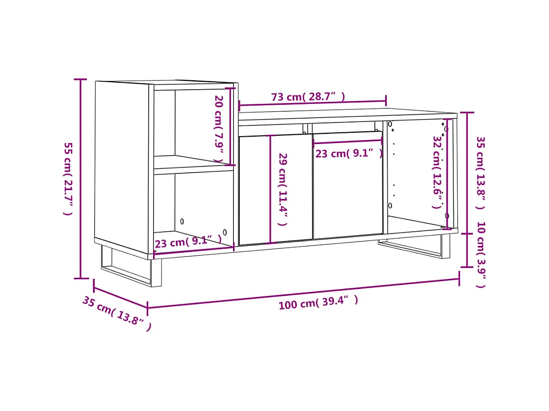 Mobile Porta TV Bianco 100x35x55 cm in Legno Multistrato