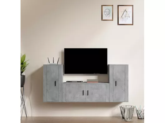 Kauf Unique 3-tlg. TV-Schrank-Set Betongrau Holzwerkstoff