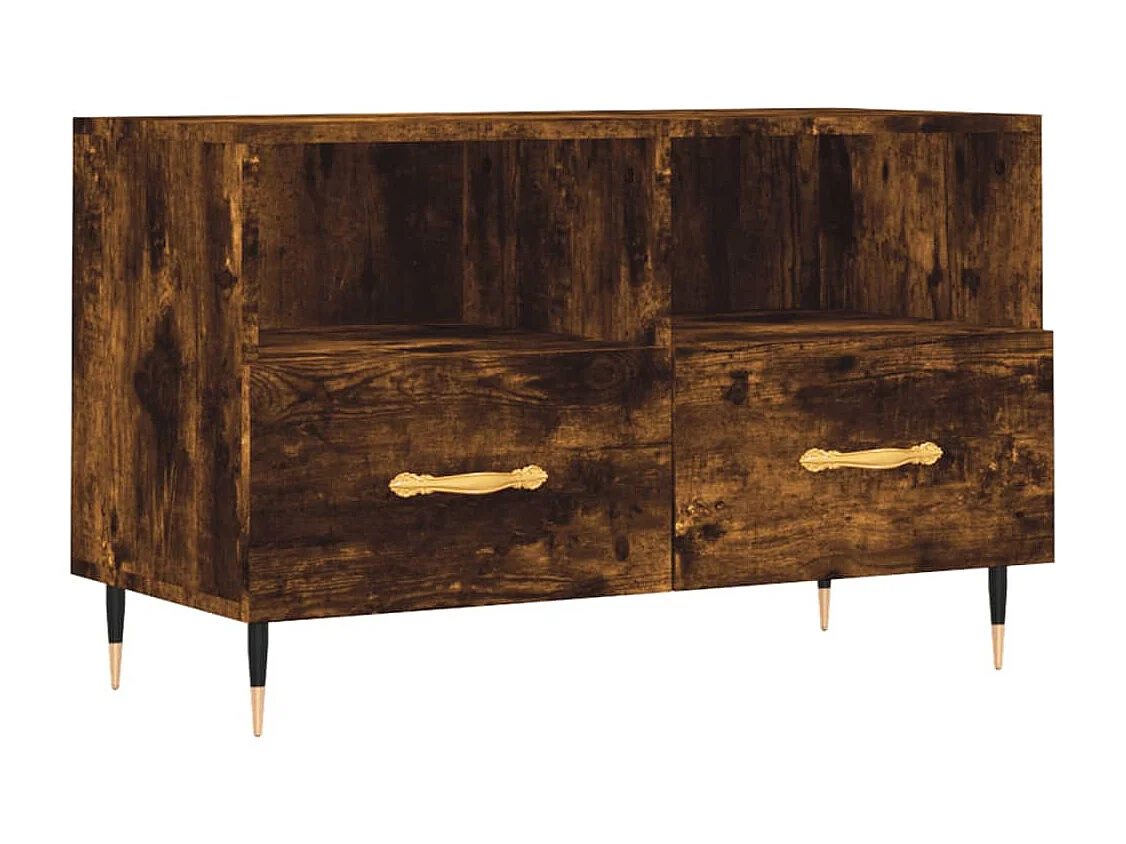 Meuble TV Chêne fumé 80x36x50 cm Bois d'ingénierie