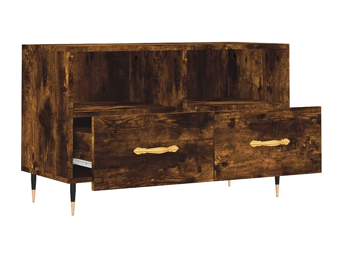 Meuble TV Chêne fumé 80x36x50 cm Bois d'ingénierie