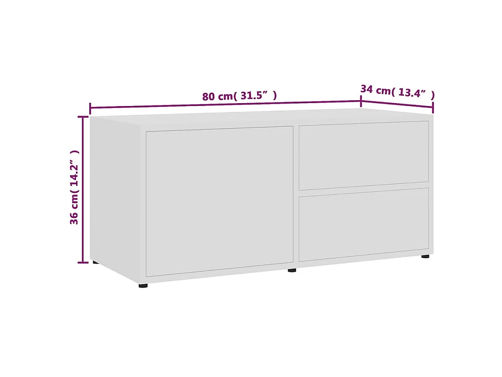 TV-Schrank Weiß 80x34x36 cm Holzwerkstoff