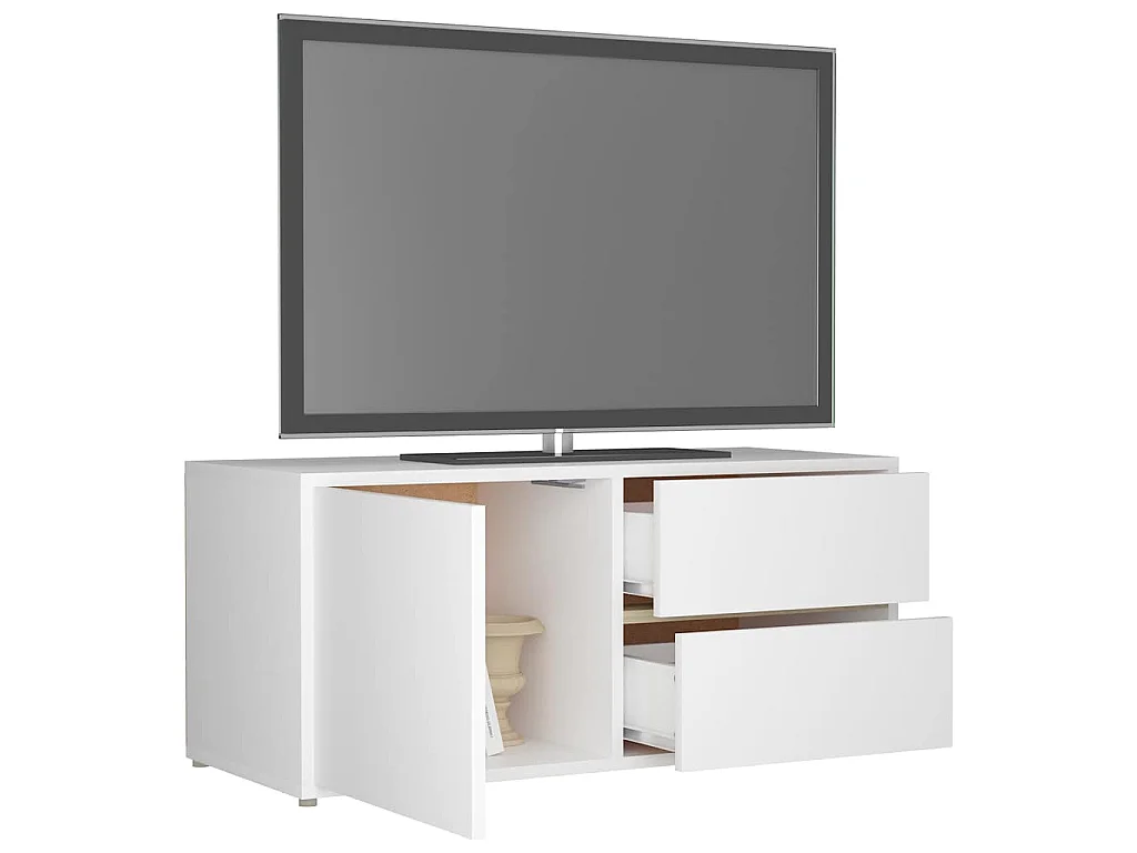 Meuble TV Blanc 80x34x36 cm Bois d'ingénierie