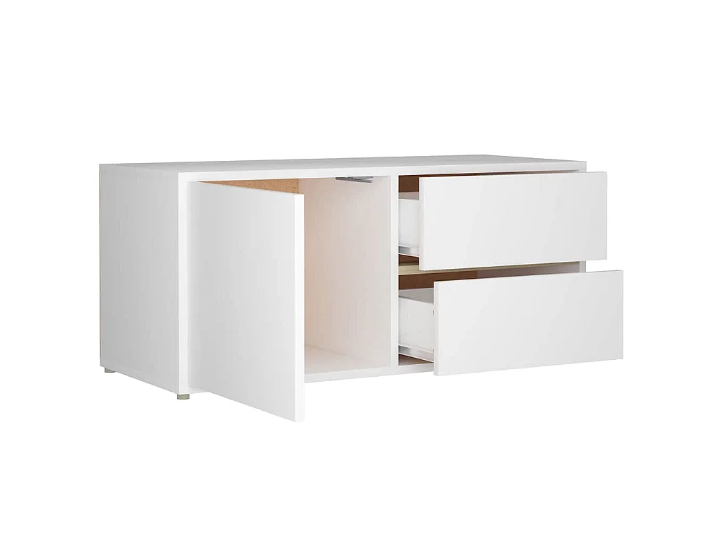 Meuble TV Blanc 80x34x36 cm Bois d'ingénierie