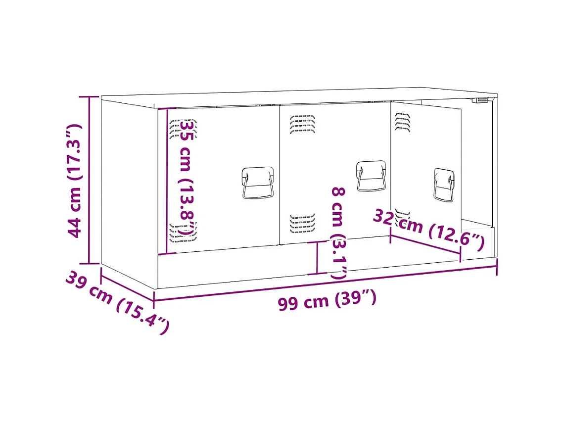 Mueble para TV de acero amarillo mostaza 99x39x44 cm