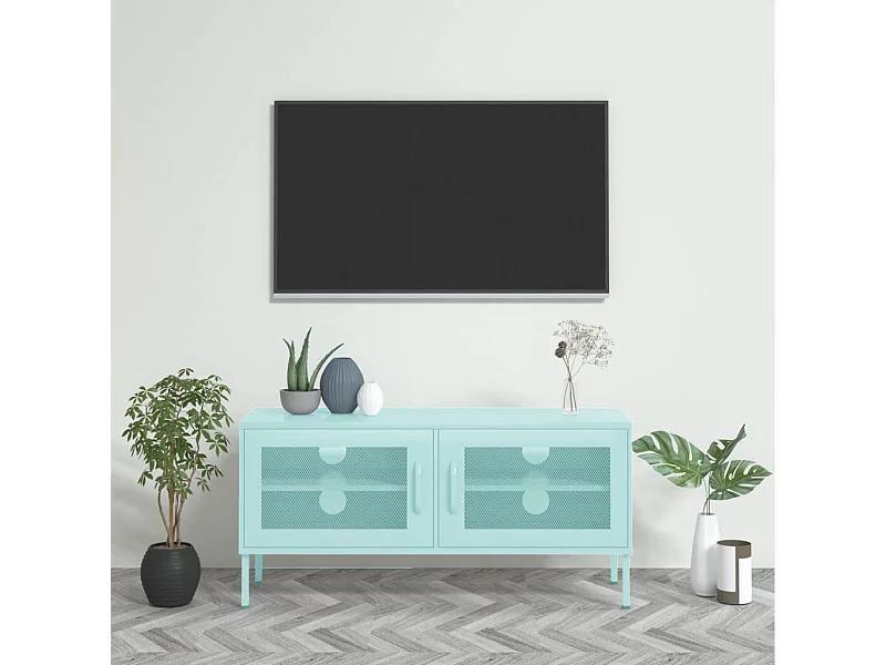 Meuble TV Vert menthe 105x35x50 cm Acier