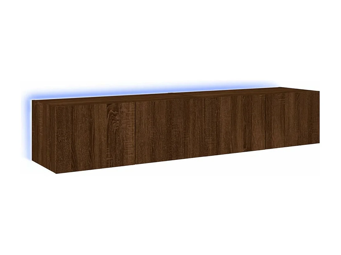 Meubles TV muraux lumières LED 2 pcs chêne marron 80x35x31 cm