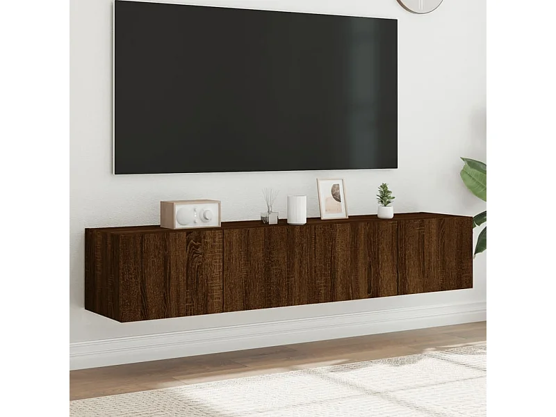 Tv-wandmeubels met LED-verlichting 2 st 80x35x31 cm bruineiken