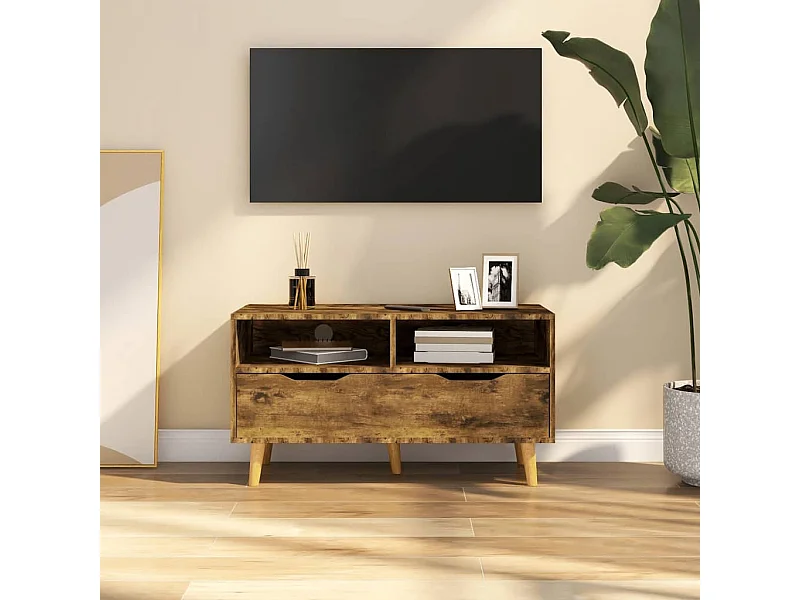 Mobile Porta TV Rovere Fumo 90x40x48,5 cm Legno Multistrato