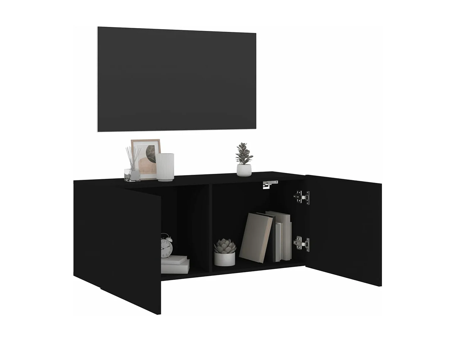 Meuble TV mural noir 100x30x41 cm
