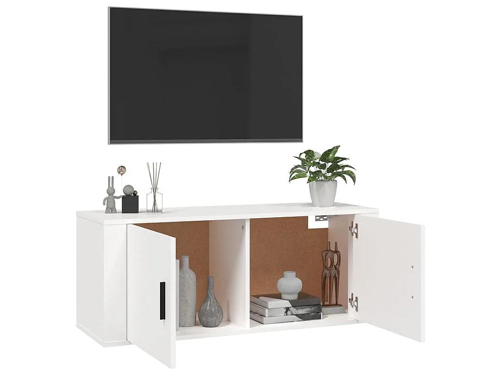 Meuble TV mural Blanc 100x34,5x40 cm