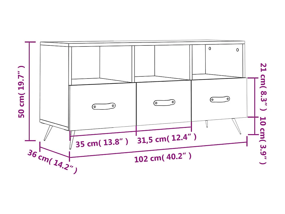 TV-Schrank Schwarz 102x36x50 cm Holzwerkstoff