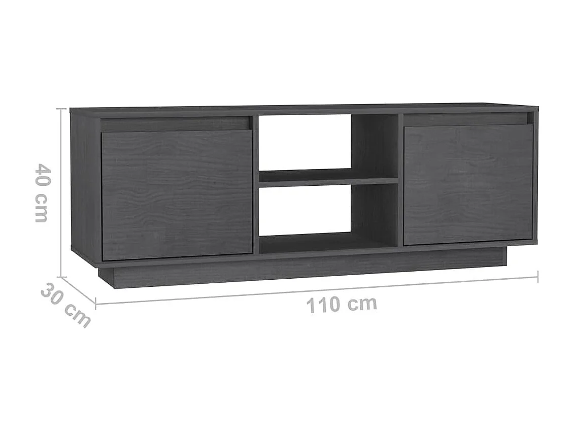 TV-Schrank Grau 110x30x40 cm Massivholz Kiefer