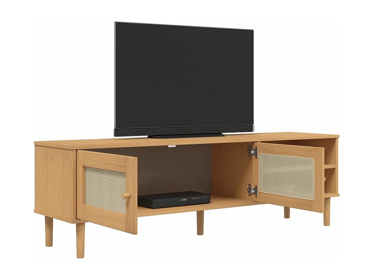 Tv-meubel SENJA 158x40x49 cm rattan-look grenenhout bruin