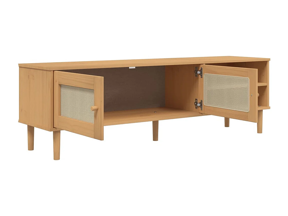 Tv-meubel SENJA 158x40x49 cm rattan-look grenenhout bruin