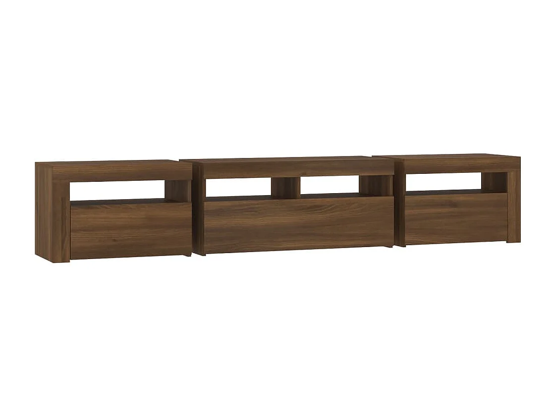 Meuble TV avec lumières LED Chêne marron 210x35x40 cm