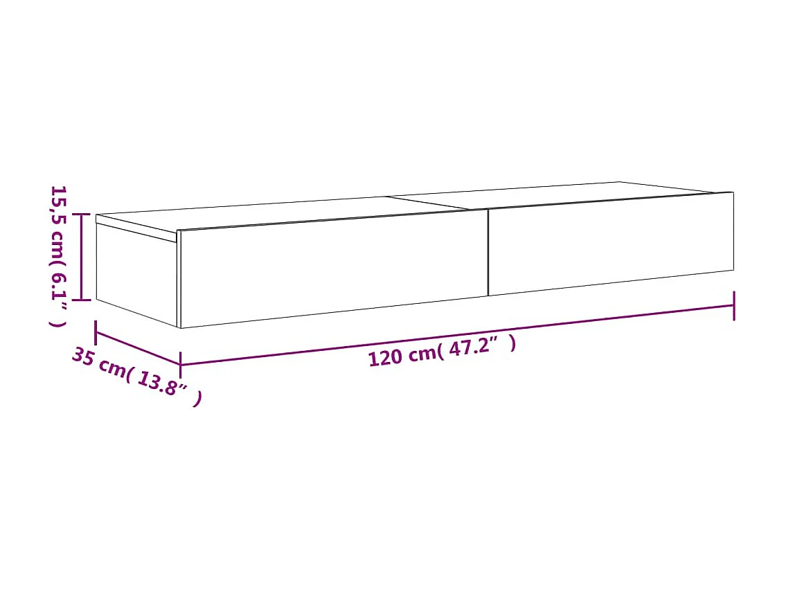 Meubles TV avec éclairage LED 2 pcs blanc 60x35x15,5 cm