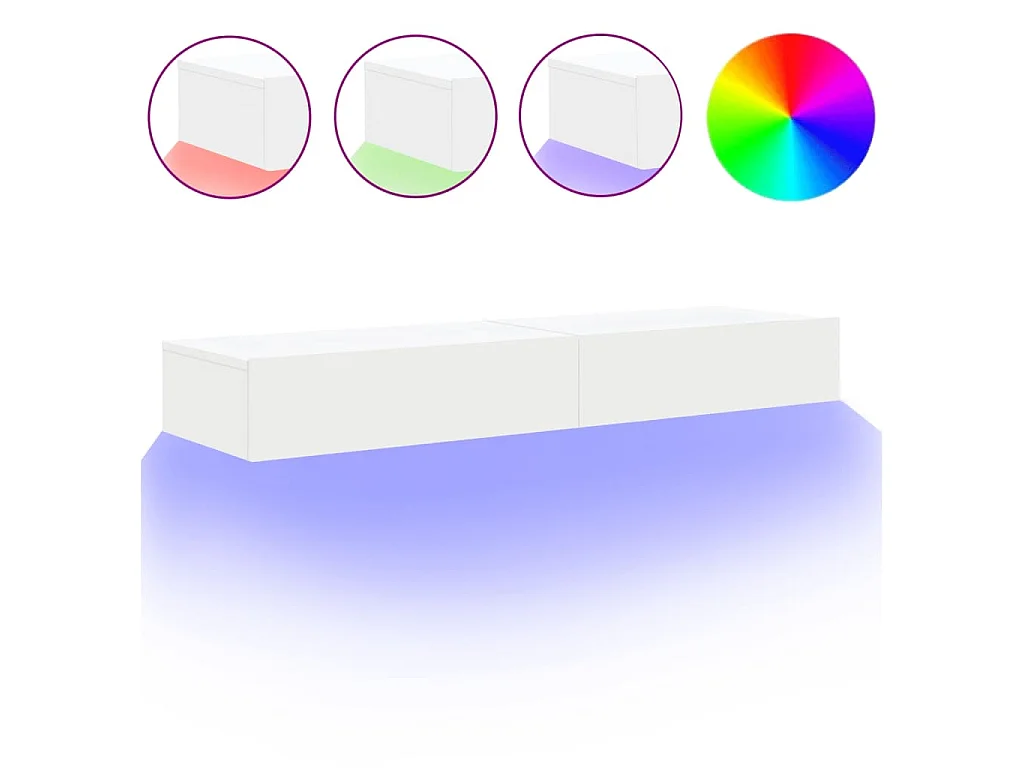 Tv-meubelen 2 st met LED-verlichting 60x35x15,5 cm wit