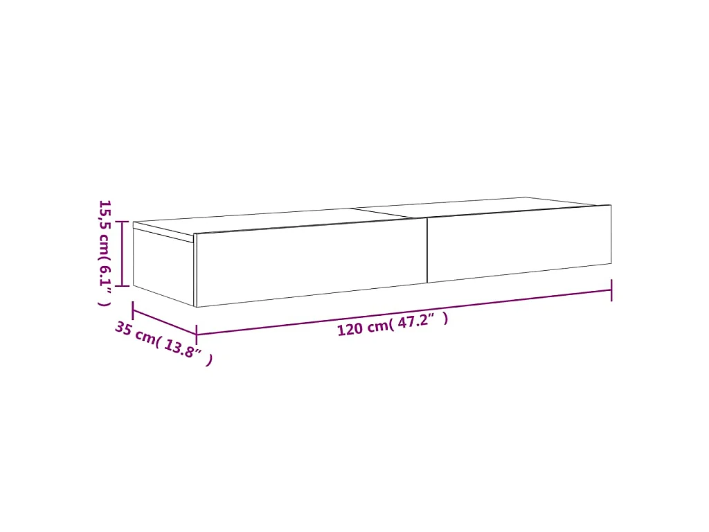 Tv-meubelen 2 st met LED-verlichting 60x35x15,5 cm wit