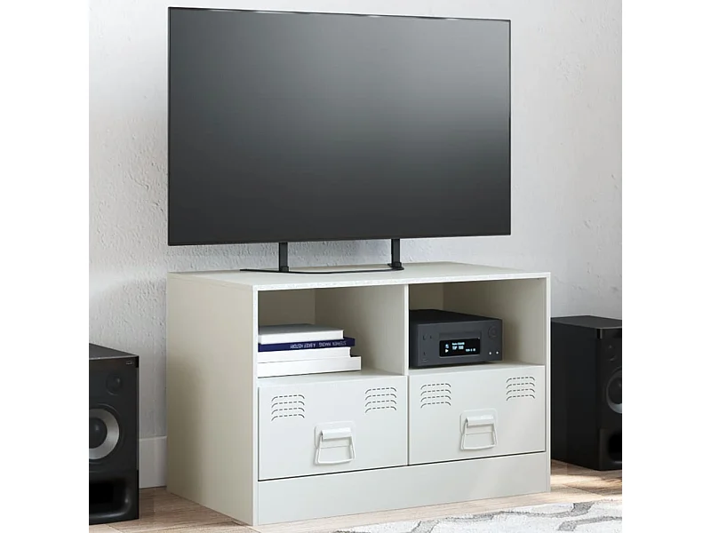 Meuble TV blanc 67x39x44 cm acier