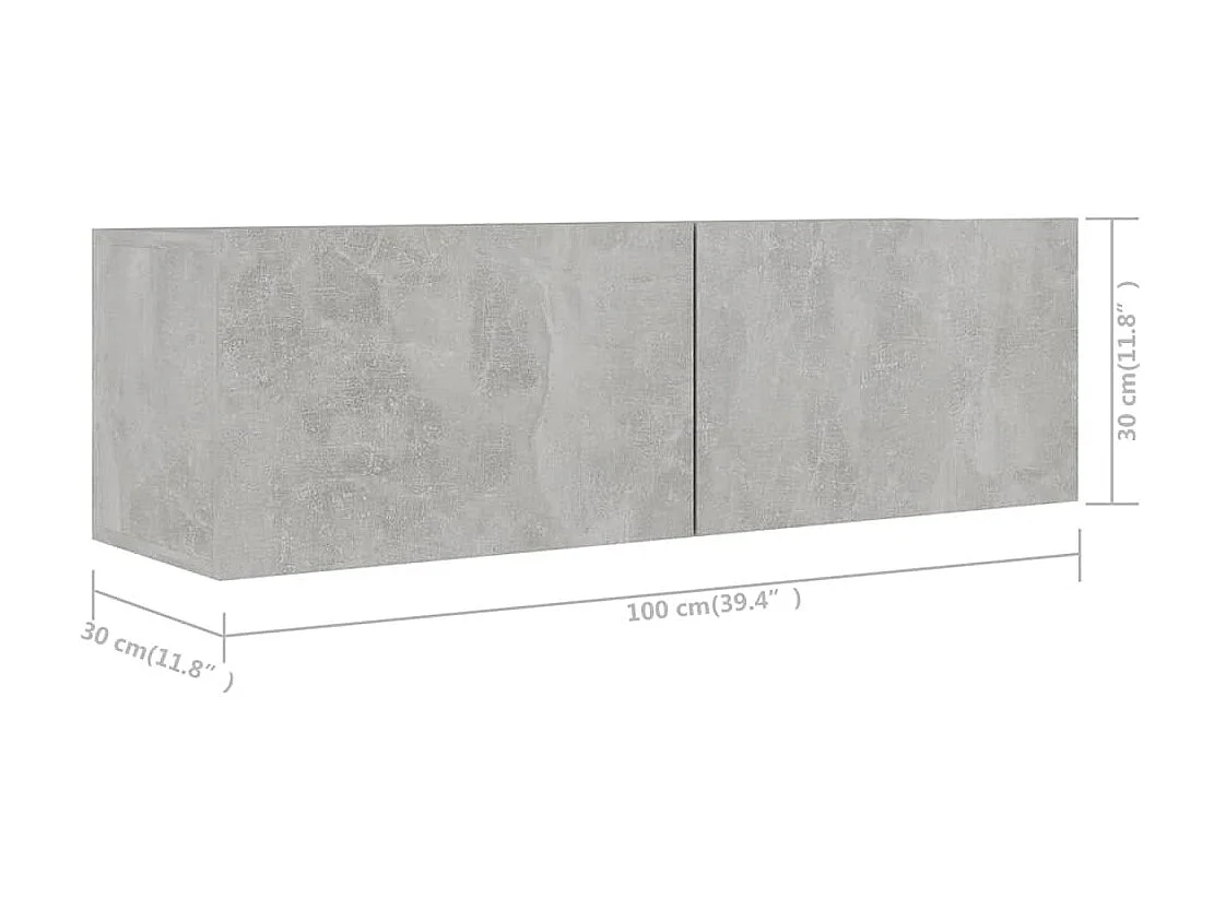 6-delige Tv-meubelset bewerkt hout betongrijs