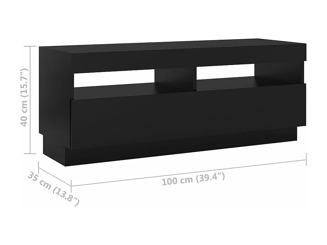 Mobile Porta TV con Luci LED Nero 300x35x40 cm