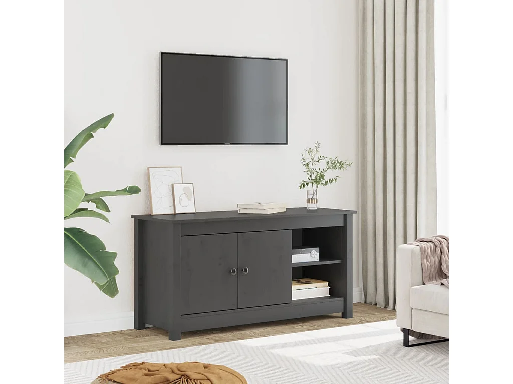 Tv-meubel 103x36,5x52 cm massief grenenhout grijs