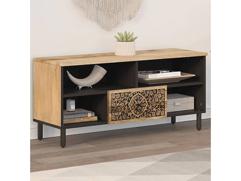 Meuble TV 100x33x46 cm bois massif de manguier