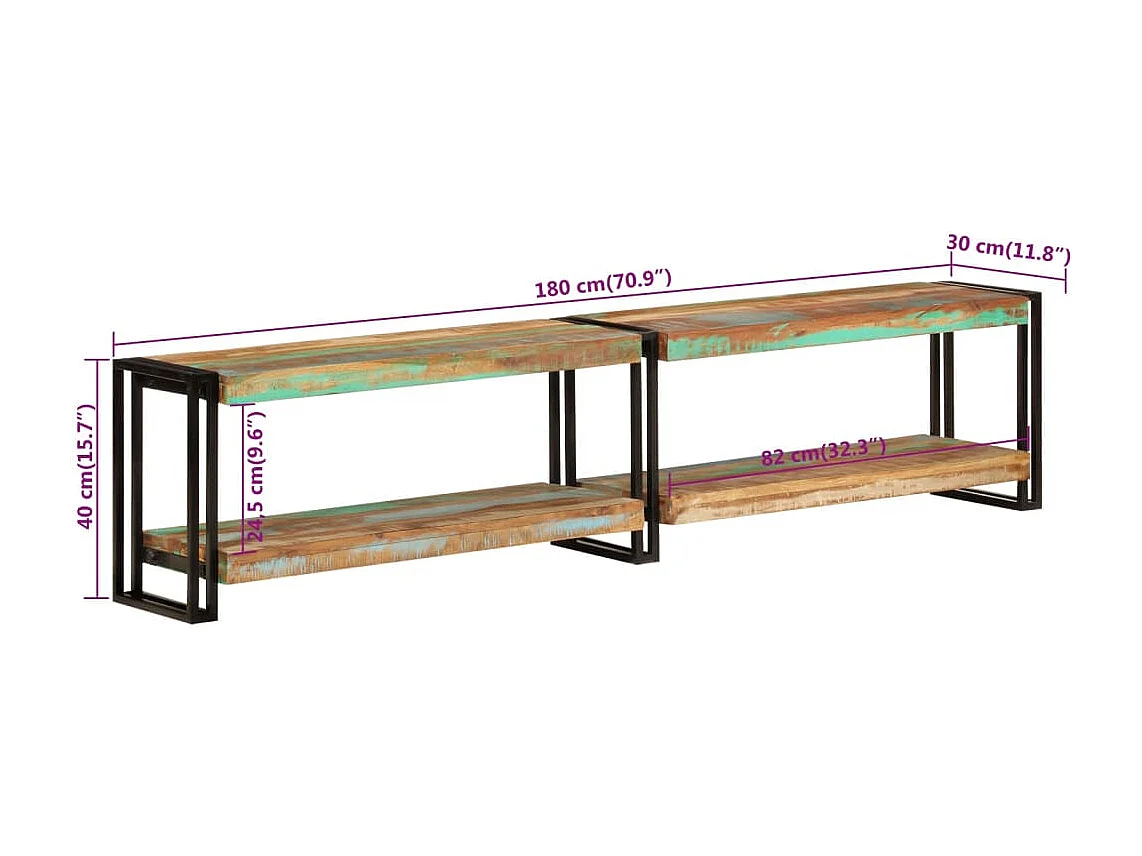 TV-Schrank 180x30x40 cm Massives Altholz
