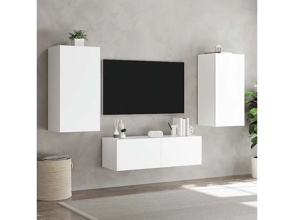 Tv-wandmeubel met LED-verlichting 40,5x35x80 cm wit