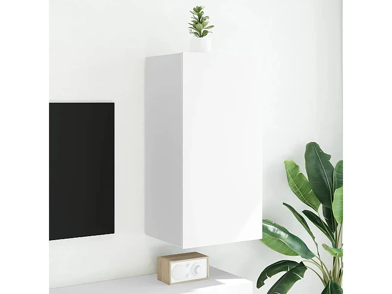 Móvel de parede para TV com luzes LED 40,5x35x80 cm branco