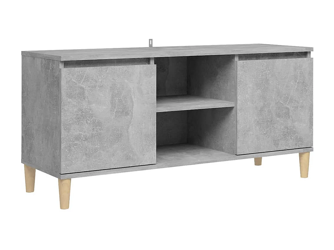 Mueble de TV patas madera maciza gris hormigón 103,5x35x50 cm