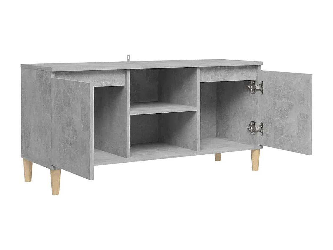 Mueble de TV patas madera maciza gris hormigón 103,5x35x50 cm