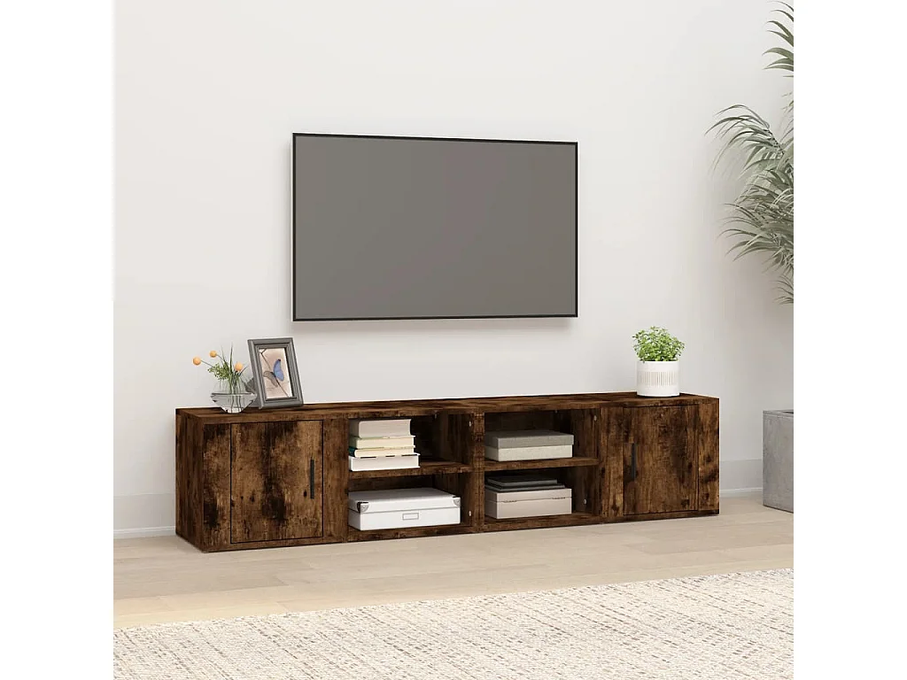 TV-Schränke 2 Stk. Räuchereiche 80x31,5x36 cm Holzwerkstoff