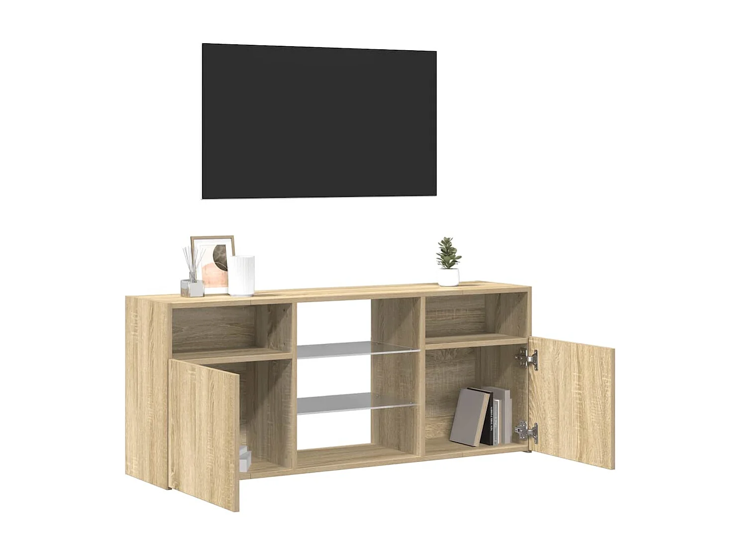 Tv-meubel met LED-verlichting 120x30x50 cm sonoma eikenkleurig